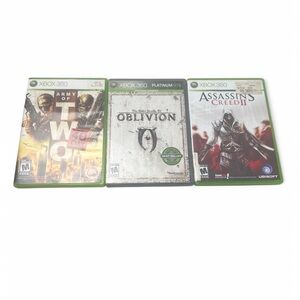 Set of 3 XBOX 360 Video Games Assassin's Creed II Oblivion IV Army of Two‎